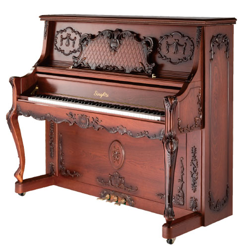 SingArts GC8 Upright Piano(Cadenza Series), Rosewood Carved Matt Finish, Height 131cm